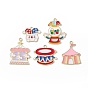 Circus Theme Alloy Enamel Pendants, Golden, Circus Drum/Merry-Go-Round/Yent/Clown Charm