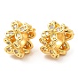 Brass Micro Pave Cubic Zirconia European Beads, Large Hole Beads, Flower