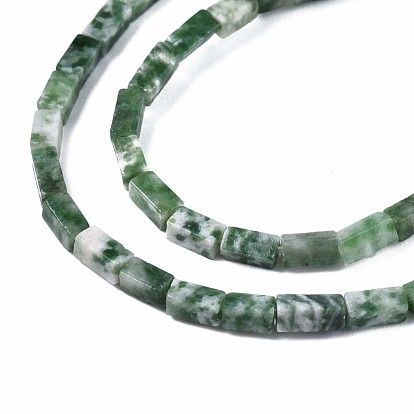 Natural Green Spot Jasper Beads Strands, Cuboid