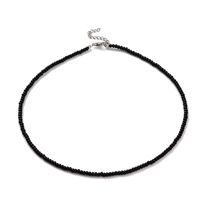 2 pcs 2 couleurs ensemble de colliers de perles de verre noir et blanc, bijoux tour de cou pour femmes et filles