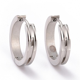 201 Stainless Steel Hinged Hoop Earrings with 304 Stainless Steel Pins for Women
