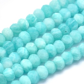 Natural Amazonite Beads Strands, Rondelle, Faceted
