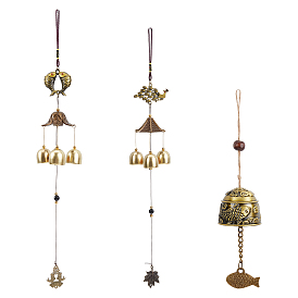 Benecreat 3 шт 3 стили из сплава колокольчики, с пеньковой веревки, висячие украшения, разнообразные