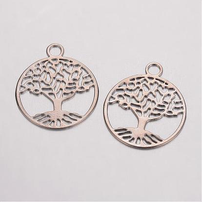 Laiton pendentifs en filigrane, plat et circulaire avec arbre de vie