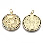 Brass Micro Pave Colorful Cubic Zirconia Pendants, with Jump Ring, Cadmium Free & Nickel Free & Lead Free, Flat Round with Heart & Flower & Arrow & Lip & X & O