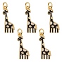 5 pendentifs en laiton émaillé, avec anneau de saut, sans cadmium et sans nickel et sans plomb, réel 16 k plaqué or, girafe