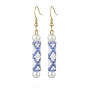 Boucles d'oreilles pendantes en perles de verre et colonne de graines, or 304 bijoux en acier inoxydable pour femmes