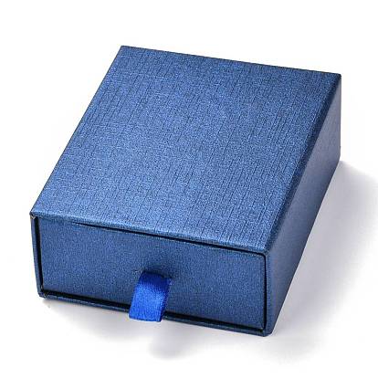 Rectangle Paper Drawer Box, with Black Sponge & Polyester Rope, for Bracelet and Rings