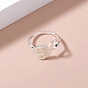 Luminous Brass Paw Print and Heart Open Cuff Ring, Glow In The Dark Jewelry for Women