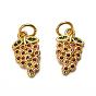 Autumn Theme Brass Micro Pave Cubic Zirconia Charms, with Jump Rings, Long-Lasting Plated, Grape
