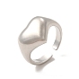 Rack Plating Brass Heart Open Cuff Rings for Women, Long-Lasting Plated, Cadmium Free & Lead Free