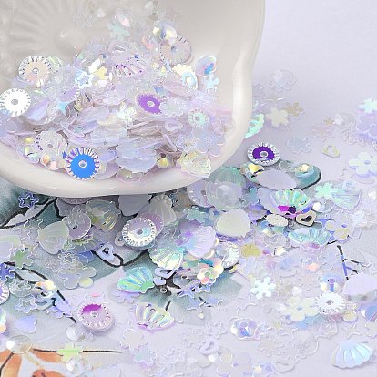 Ornament Accessories, PVC Plastic Paillette/Sequins Beads, Golden Sheen, Mixed Shapes, Star/Flower/Shell/Round