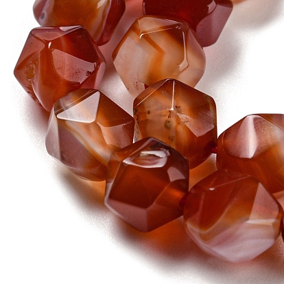 Natural Red Agate Beads Strands, Faceted, Polygon