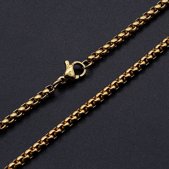 201 Stainless Steel Box Chain Necklace, with Lobster Claw Clasps