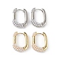 Aretes de aro ovalados de perlas de imitación de plástico, joyas de latón para mujer, larga duración plateado, sin plomo y el cadmio