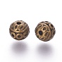 Tibetan Style Zinc Alloy Beads, Textured Round, Cadmium Free & Lead Free