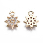 Brass Micro Pave Clear Cubic Zirconia Charms, Long-Lasting Plated, Cadmium Free & Lead Free, Star