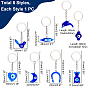 PandaHall Elite 8Pcs 8 Style Glass Keychains, with Platinum Iron Findings, Mixed Shapes