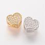 Brass Micro Pave Cubic Zirconia Slide Charms, Heart