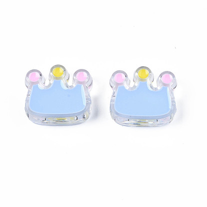 Transparent Acrylic Beads, with Enamel, Crown