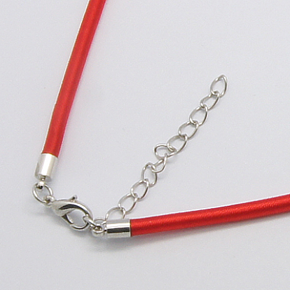 Silk Cord Necklaces, with Brass Lobster Clasps, Platinum