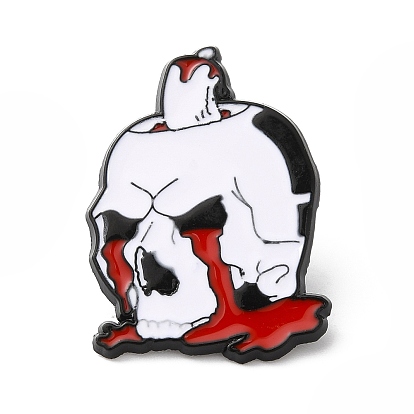Halloween Alloy Enamel Brooch for Backpack Clothing, Skull/Chest Skeleton/Coffin