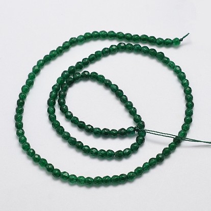 Natural Malaysia Jade Bead Strands, Round, Dyed, Faceted