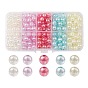 250Pcs 5 Colors Transparent Crackle Acrylic Beads, AB Color Plated, Round