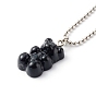 304 Stainless Steel Ball Necklace, with Resin Pendants