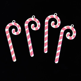 Spray Painted Brass Pendants, with Printed, for Christmas, Candy Cane