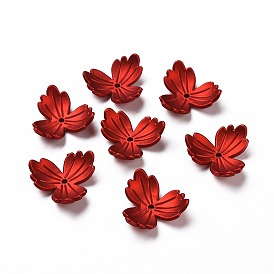 Rubberized Style Acrylic Bead Caps, Frosted, 3-Petal Flower