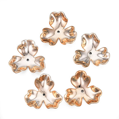 3-petal galvanoplastie opaque bouchons de perles acryliques, fleur
