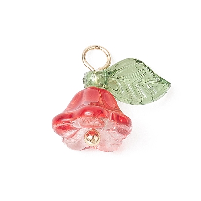 Breloques en verre et acrylique, avec les accessoires en laiton, trompette fleur de vie