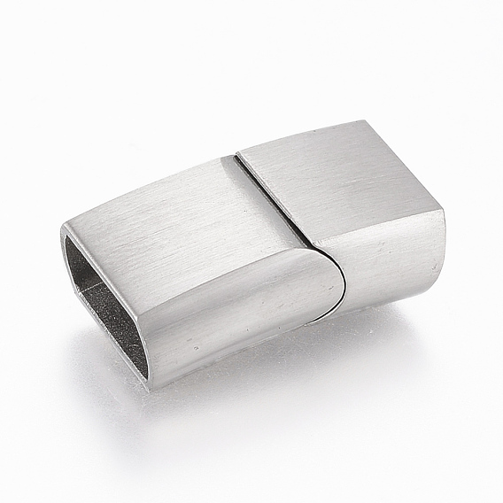 304 Stainless Steel Magnetic Clasps with Glue-in Ends, Rectangle