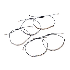 Bracelets de perles de tresse de fil de nylon, avec des perles de rocaille en verre galvanisé