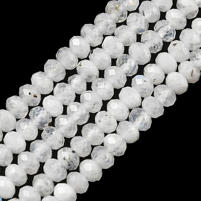 Natural Rainbow Moonstone Beads Strands, Faceted Rondelle