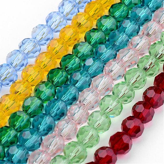 Perles en verre transparentes , imitation de cristal autrichien, à facettes (32 facettes), ronde