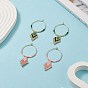 Glass Seed Braided Rhombus Dangle Hoop Earrings, Golden 316 Surgical Stainless Steel Jewelry for Women