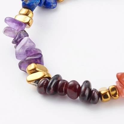 Chakra Jewelry, Natural & Synthetic Gemstone Stretch Beaded Bracelets, Chip