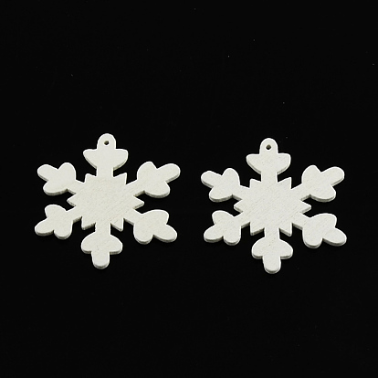 Flocon de neige teint pendentifs en bois, 41x26x2mm