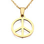 201 Stainless Steel Pendants Necklaces, with Cable Chains and Lobster Claw Clasps, Peace Sign