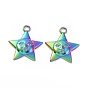 304 Stainless Steel Pendants, Star with Human Face Charm