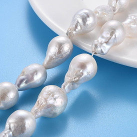 Natural Baroque Pearl Keshi Pearl Beads Strands, Cultured Freshwater Pearl, Nuggets