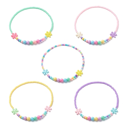 Цветочные непрозрачные акриловые эластичные детские ожерелья