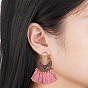 SHEGRACE Alloy Dangle Chandelier Earrings, with Epoxy and Yarn Tassel, Red Copper
