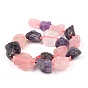 Rough Raw Natural Amethyst and Rose Quartz Beads Strands, Nuggets