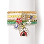 7шт 7 набор браслетов из стеклянных бусинок в стиле стрейч, Хамса рука со злым глазом и бабочкой и пчелой и цветочным сплавом подвески из эмали штабелируемые браслеты для женщин
