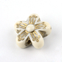 Perles acryliques de placage de fleurs, métal doré enlaça, 16x16x7.5mm, trou: 2 mm, environ 585 pcs / 500 g