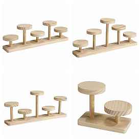 Bandeja redonda de madera minifiguras expositor elevadores, Soporte de madera para almacenamiento de figuras de acción.