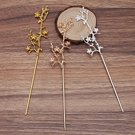 Alloy Hair Stick Findings, with Iron Pins, Branch